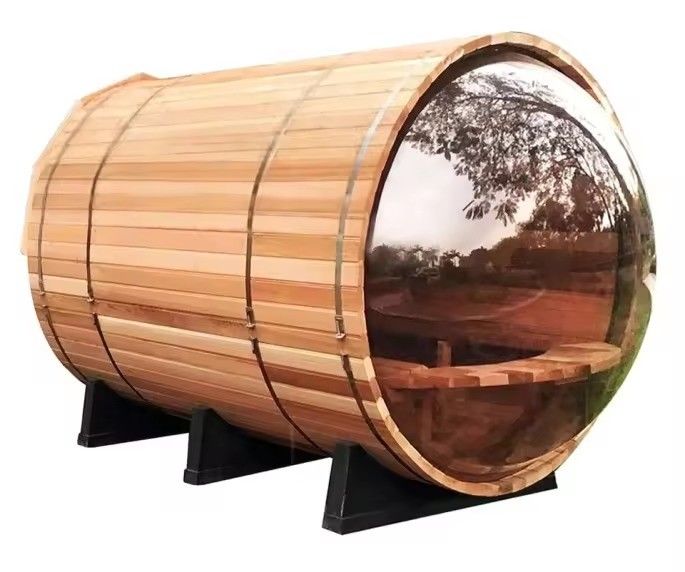 YSE Red Cedar 2025 Nordic Leisure Pine Outdoor Bucket Steam Πανοραμικό γυάλινο σάουνα Τυπικό σάουνα για 4 άτομα